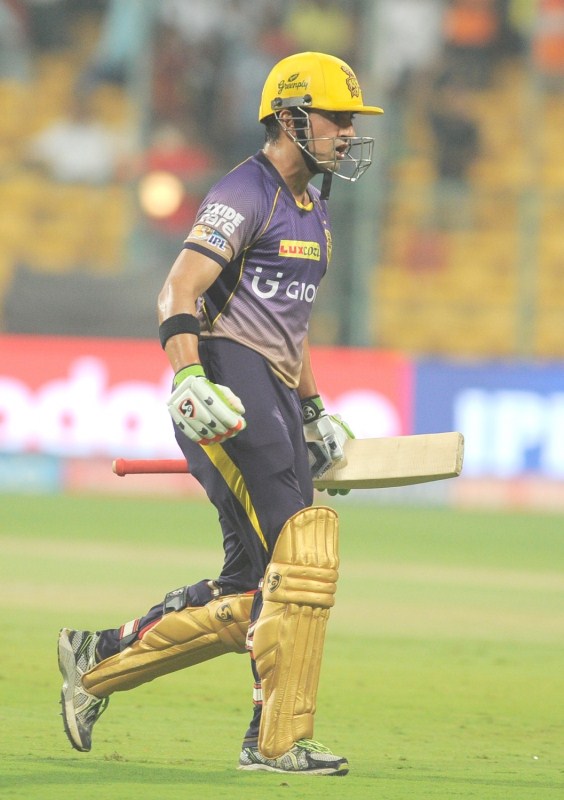 Yuvraj Singh (9; 9b; 2x4) struck two good looking boundaries but fell to Umesh's guile, pulling a bouncer straight down the throat of Piyush at deep square leg. With the ball not coming on to the bat, Hyderabad batsmen could never get going. Vijay Shankar and Naman Ojha eked out an expensive over from Boult taking the Kiwi pacer for 13 runs. But Shankar was out soon with Coulter-Nile taking his wicket only to pull off a superb catch off his own bowling to sent Chris Jordan back in the hut for a golden duck. Gautam Gambhir,Kolkata Knight Riders,Sunrisers Hyderabad,KKR beats SH,Qualifier 2,IPL 2017,Indian Premier League,Indian Premier League 2017,Indian Premier League 10