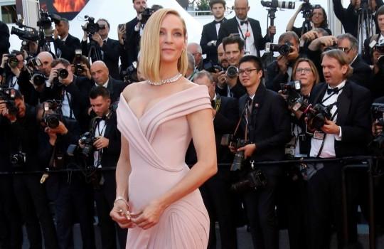 Uma Thurman looks stunning at Cannes Film Festival Red Carpet.