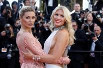 Model Hofit Golan and Victoria Bonya pose at the opening ceremony and screening of the film "Les fantomes d'Ismael".