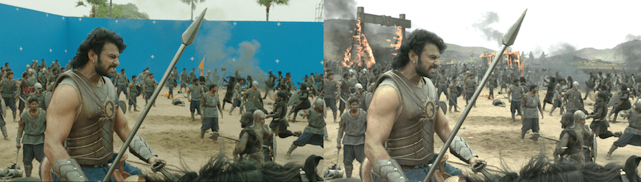 Baahubali 2 VFX works: Before and after pictures.