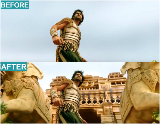 Baahubali 2 VFX works: Before and after pictures. Baahubali 2,Baahubali 2 VFX,Baahubali 2 VFX works,Baahubali 2 VFX pics,Baahubali VFX,Baahubali VFX pics,Baahubali VFX images,Baahubali VFX stills,Baahubali VFX pictures,Baahubali VFX photos