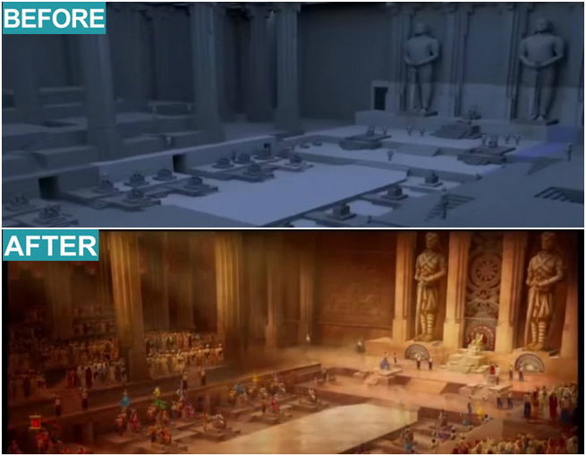Baahubali 2 VFX works: Before and after pictures. Baahubali 2,Baahubali 2 VFX,Baahubali 2 VFX works,Baahubali 2 VFX pics,Baahubali VFX,Baahubali VFX pics,Baahubali VFX images,Baahubali VFX stills,Baahubali VFX pictures,Baahubali VFX photos