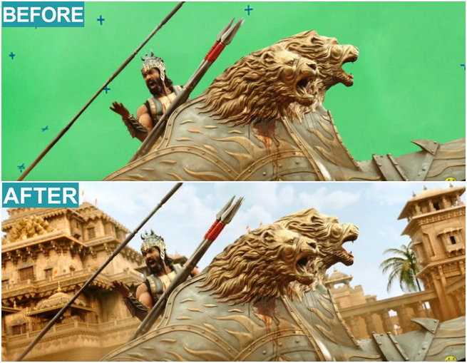 Baahubali 2 VFX works: Before and after pictures. Baahubali 2,Baahubali 2 VFX,Baahubali 2 VFX works,Baahubali 2 VFX pics,Baahubali VFX,Baahubali VFX pics,Baahubali VFX images,Baahubali VFX stills,Baahubali VFX pictures,Baahubali VFX photos