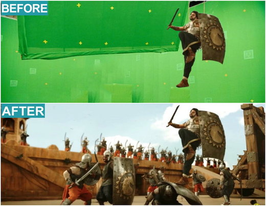 Baahubali 2 VFX works: Before and after pictures. Baahubali 2,Baahubali 2 VFX,Baahubali 2 VFX works,Baahubali 2 VFX pics,Baahubali VFX,Baahubali VFX pics,Baahubali VFX images,Baahubali VFX stills,Baahubali VFX pictures,Baahubali VFX photos