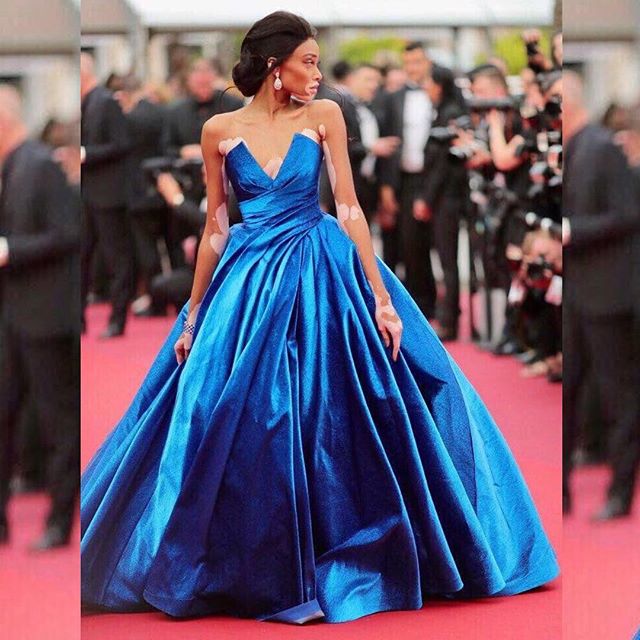 Cannes Film Festival Winnie Harlow looks stunning in blue gown on the red  carpet  PhotosImagesGallery  66473