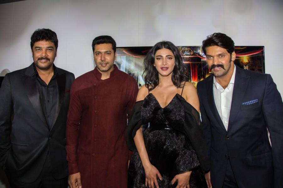 "I was so glad to have this opportunity to learn a new physical art form. After having martial arts as part of my life early on, sword fighting was a whole new experience which was physically and mentally engaging and exhilarating," Shruti had said in a statement. Jayam Ravi,Shruti Haasan,Arya,AR Rahman,Sanghamitra first look poster launch,Sanghamitra first look poster,Cannes Film Festival,Cannes Film Festival 2017,Sanghamitra at Cannes Film Festival