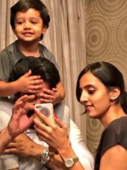 Actor Jr. NTR, who turned 34 on Saturday, welcomed his birthday with his wife Lakshmi Pranathi and son Abhay. 