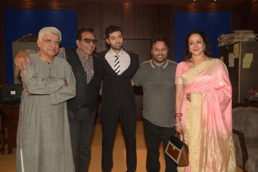 Celebs like Javed Akhtar, Dharmendra, Utkarsh Sharma, Anil Sharma and Hema Malini spotted during the mahurat ceremony of Utkarsh Sharma's debut film Genius in Mumbai on May 22, 2017.