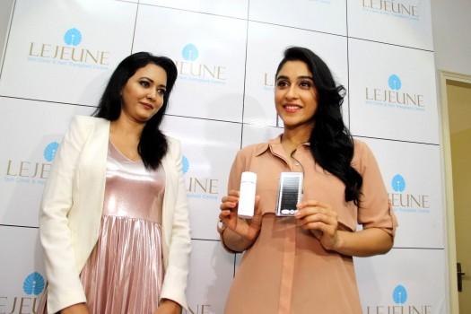 South Indian actress Regina Cassandra launches Enhancing Eyes New Division by Lejeune Skin Clinic and Hair Transplant Centre at Banjara Hills in Hyderabad.