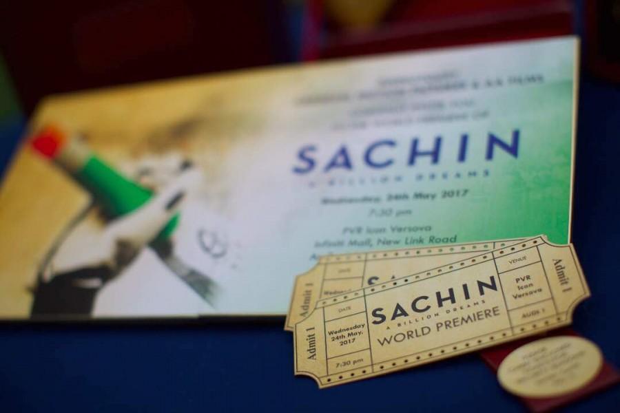 Sachin: A billion dreams sketches the life story of the cricketer. The film will not only take us down a memory lane with the portrayal of his journey, but will also give us insights into his personal life. Sachin: A Billion Dreams,Sachin: A Billion Dreams premiere show,Sachin: A Billion Dreams premiere invites,Sachin,Sachin Tendulkar