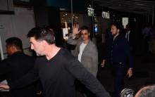 Hollywood actor Brad Pitt spotted at PVR cinema for promote his film War Machine in Mumbai on May 24, 2017.
