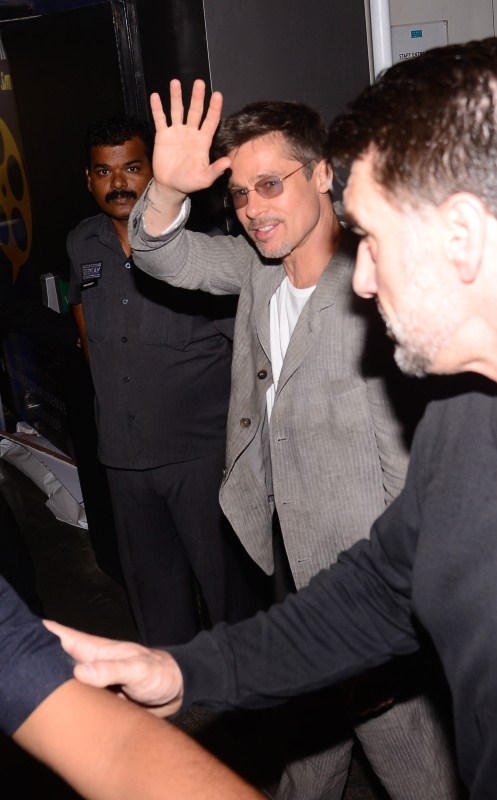 Hollywood actor Brad Pitt spotted at PVR cinema for promote his film War Machine in Mumbai on May 24, 2017. Brad Pitt,actor Brad Pitt,War Machine,War Machine promotion,War Machine movie promotion,Brad Pitt in Mumbai,Brad Pitt pics,Brad Pitt images,Brad Pitt stills,Brad Pitt pictures,Brad Pitt photos