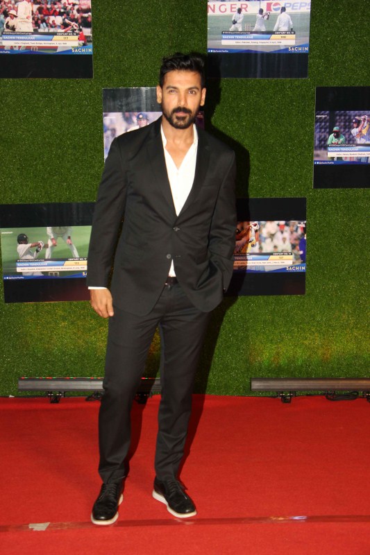 Bollywood actor John Abraham during the premiere of film Sachin: A Billion Dreams in Mumbai on May 24, 2017. AR Rahman,Sushant Singh Rajput,Kriti Sanon,Anil Kapoor,John Abraham,Sachin: A Billion Dreams premiere show,Sachin: A Billion Dreams,Sachin: A Billion Dreams premiere show pics,Sachin: A Billion Dreams premiere show images,Sachin: A Billion Dreams premiere