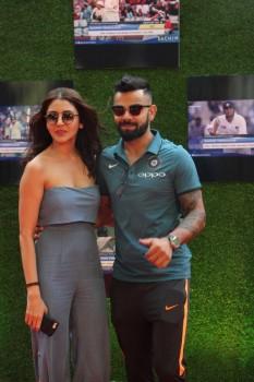 Actress Anushka Sharma and Cricketer Virat Kohli during the premiere of film Sachin: A Billion Dreams in Mumbai, on May 24, 2017.