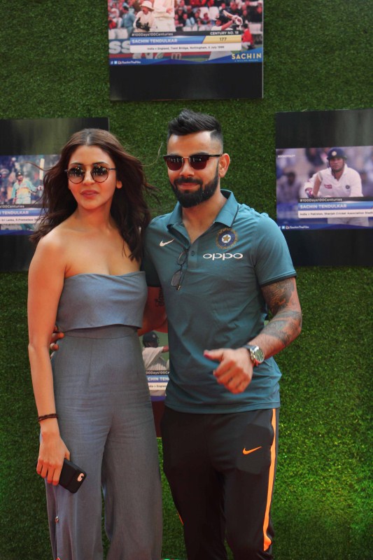 Actress Anushka Sharma and Cricketer Virat Kohli during the premiere of film Sachin: A Billion Dreams in Mumbai, on May 24, 2017. Virat Kohli and Anushka Sharma,Anushka Sharma and Virat Kohli,Anushka Sharma,Virat Kohli,Sachin: A Billion Dreams,Sachin: A Billion Dreams premiere show,Sachin: A Billion Dreams premiere show pics,Sachin: A Billion Dreams premiere show images,Sachin: A Bi