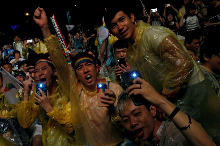 Supporters attend a rally after Taiwan's constitutional court ruled that same-sex couples have the right to legally marry, the first such ruling in Asia, in Taipei, Taiwan. Same-sex marriage,same-sex,Taiwan same-sex marriage,Taiwan legalizes same-sex marriage,legally marry,same-sex couples
