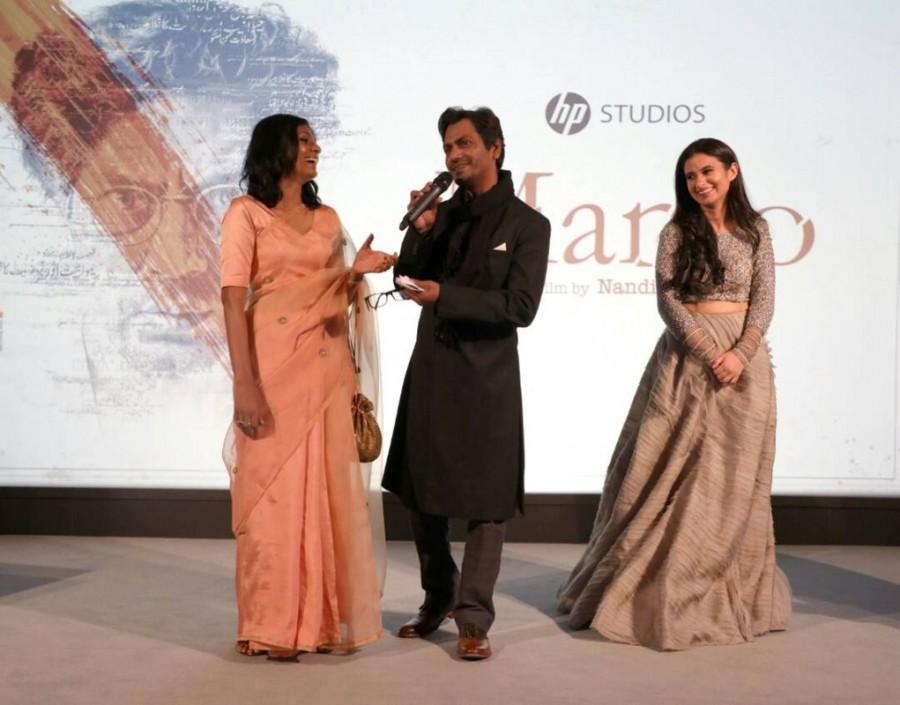 They unveiled three minutes of the film where Nawazuddin Siddhiqui and Rasika Dugal saw the footage of the film for the first time. Nawazuddin Siddhiqui,Rasika Dugal,Nandita Das,Manto night at Cannes,Manto night,Manto night promotion,Manto night movie promotion