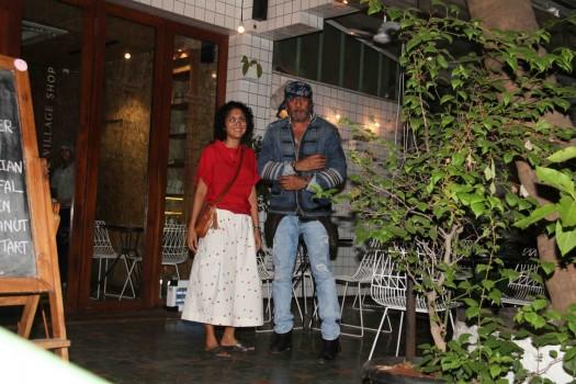 Bollywood actor Jackie Shroff and Kiran Rao spotted at Village Cafe in bandra, Mumbai on May 29, 2017.