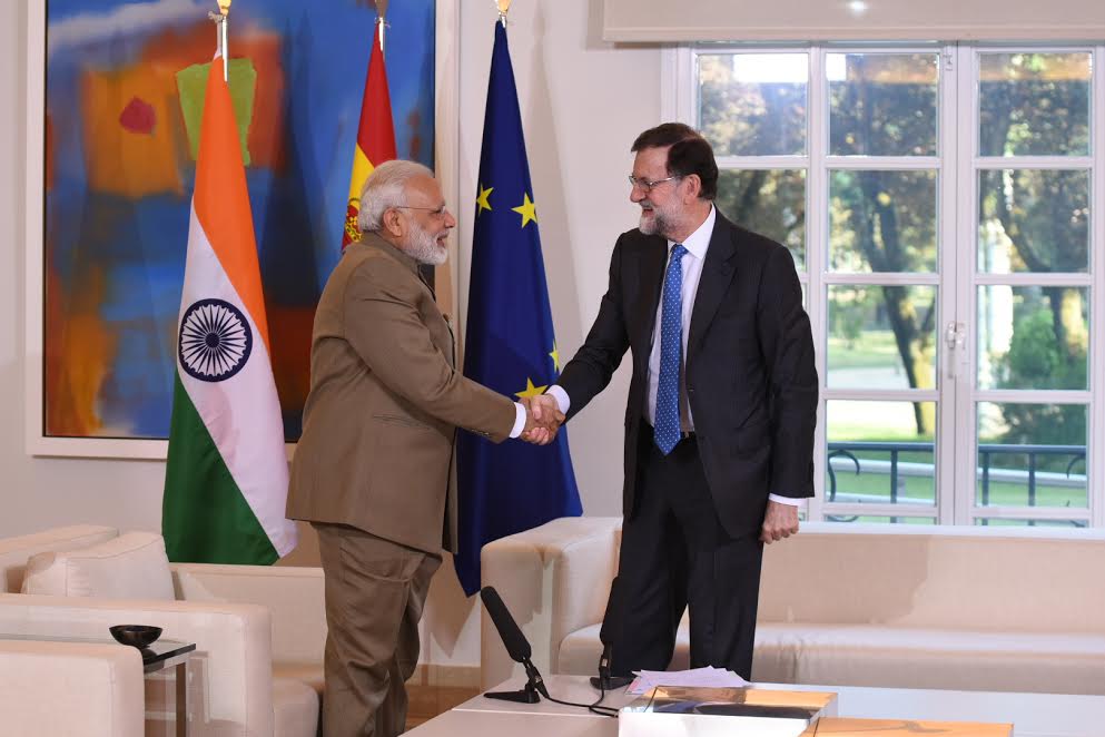 Indian Prime Minister Narendra Modi meets President of Spain Mariano Rajoy at La Moncloa Palace in Madrid on May 31, 2017. Narendra Modi meets President of Spain Mariano Rajoy,Narendra Modi,Narendra Modi meets Mariano Rajoy,Mariano Rajoy,La Moncloa Palace,Modi