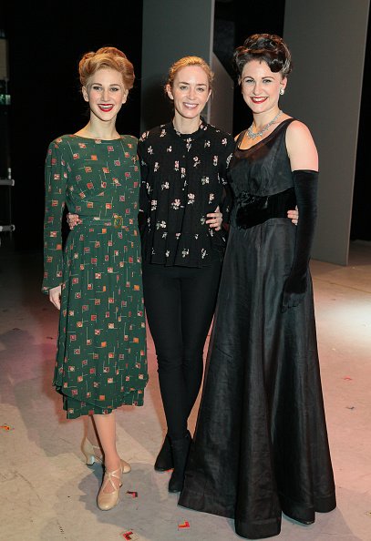 Actress Emily Blunt poses with cast members Sarah Bakker (L) and Jennifer Davison (R) of the West End production of 'An American In Paris' at The Dominion Theatre on May 31, 2017 in London, England. Emily Blunt,actress Emily Blunt,The West End Production,An American in Paris