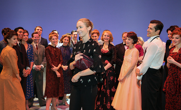 Hollywood Actress Emily Blunt (C) poses with cast members of the West End production of 'An American In Paris' at The Dominion Theatre on May 31, 2017 in London, England. Emily Blunt,actress Emily Blunt,The West End Production,An American in Paris