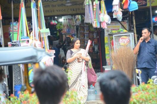 Actress Vidya Balan spotted shooting for her upcoming film in Mumbai.