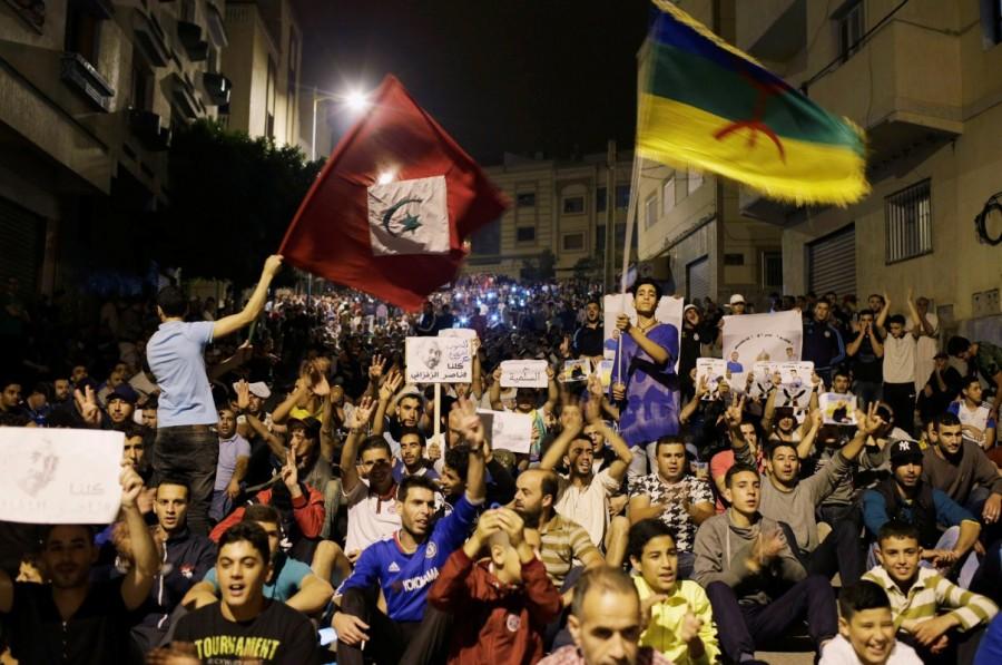 Thousands of protesters shout slogans during a demonstration in the northern town of Al-Hoceima against official abuses and corruption, Morocco June 1, 2017. Rare protests rock Morocco,Morocco,protests rock Morocco,protests at Morocco,northern Moroccan