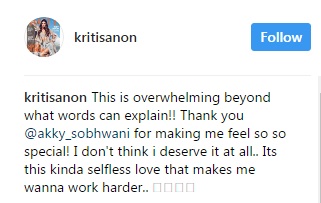In very short span, Kriti's fan following has increased from 2 million to 7 million on Instagram. On that account she even posted a video on Instagram thanking her followers, as she reached the 7 million mark. She was grateful to her fans for supporting and loving her all the while, when she was shooting for her films and was not able to entertain her fans, but her fans kept showering their love for her. The talented actress is currently gearing up for her upcoming films Raabta and Bareilly ki Barfi which will release this year. Kriti Sanon,Kriti Sanon fan,Kriti Sanon tattooe,actor Kriti Sanon,Kriti Sanon pics,Kriti Sanon images,Kriti Sanon stills,Kriti Sanon pictures,Kriti Sanon photos