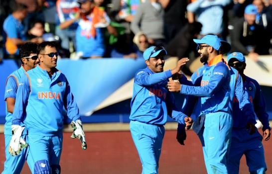Defending champion India put up an all-round show to drub arch-rivals Pakistan by 124 runs via Duckworth-Lewis (DL) method in a rain-marred Group B encounter of the Champions Trophy here on Sunday. Asked to bat, the Indians rode on a power-packed performance by the top order to post a challenging total of 319/3 in an innings affected by rain twice -- and consequently shortened to 48 overs. Further rain interruptions forced the match officials to revise the target to 289 runs off 41 overs according to the DL method. The Pakistanis were off to a steady start thanks to openers Azhar Ali and Ahmed Shehzad, who put together an opening stand of 47 runs in nine overs before pacer Bhuvneshwar Kumar struck the first blow for India by trapping the latter leg before.