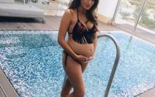 TV personality Pregnant Binky Felstead flaunts her baby bump.