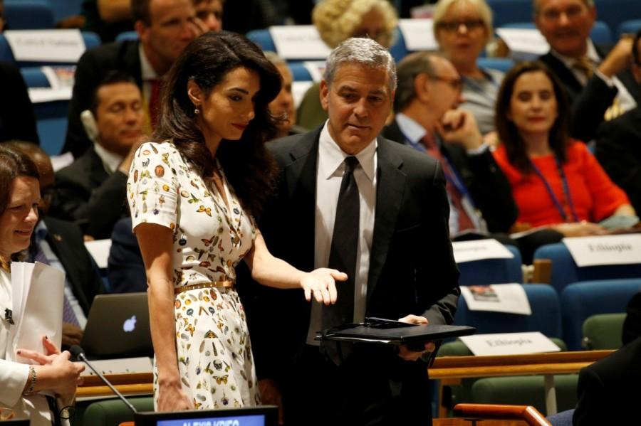 Actor George Clooney and his wife Amal arrive at the Refugee Summit at the United Nations in New York. Amal Clooney,George Clooney,Amal and George Clooney welcome twins,Amal Clooney welcome twins,George Clooney welcome twins