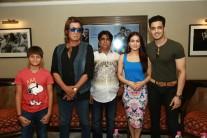 Actors Shakti Kapoor, Aksha Pardasany and Kashyap Barbhaya during the promotion of their upcoming film "Love U Family" in New Delhi on June 6, 2017.
