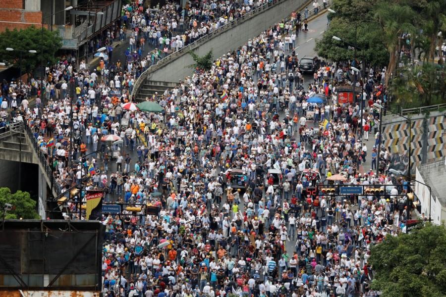 Demonstrators attend a rally against Venezuelan President Nicolas Maduro's government in Caracas, Venezuela, June 7, 2017. Venezuela,Venezuela capital,Violence engulfs Venezuela,teenage protester dies,Riot security forces
