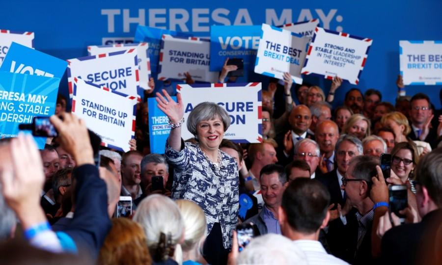 Prime Minister Theresa May speaks at an election campaign event in Solihull. Britain's Prime Minister,Theresa May,Britain's Prime Minister Theresa May,Britain Prime Minister Theresa May,Labour Party,Jeremy Corbyn,UK campaign trail,UK General election,UK General election 2017