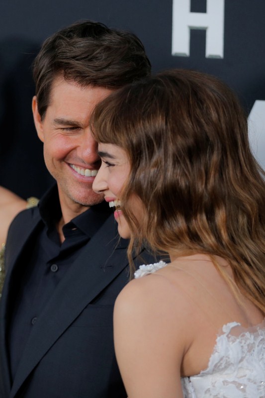 Actor Tom Cruise laughs with Sofia Boutella as they arrive for the premiere of the film "The Mummy" in New York. Tom Cruise,Annabelle Wallis,Sofia Boutella,Courtney B. Vance,Director Alex Kurtzman,The Mummy,The Mummy premiere show,The Mummy premiere show pics,The Mummy premiere show images,The Mummy premiere show stills,The Mummy premiere show pictures,The Mummy pre