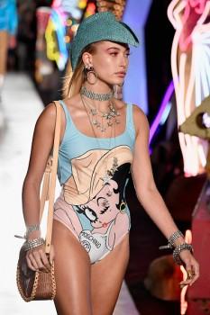 Model Hailey Baldwin walks the runway at Moschino Spring/Summer 18 Menswear and Women's Resort Collection at Milk Studios on June 8, 2017 in Hollywood, California.