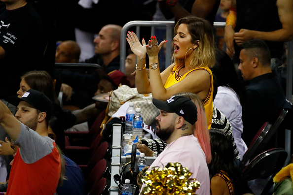 TV personality Khloe Kardashian attends Game 4 of the 2017 NBA Finals between the Golden State Warriors and the Cleveland Cavaliers at Quicken Loans Arena on June 9, 2017 in Cleveland, Ohio. Kourtney Khloe Kardashian,Khloe Kardashian,Kris Jenner,Tristan Thompson,NBA Final 2017,NBA Final