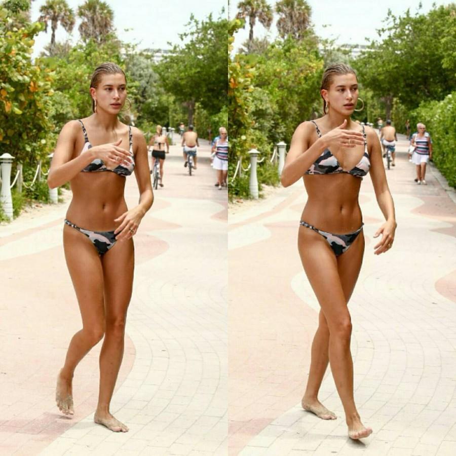 Hailey Baldwin showcases her endless curves in a skimpy one-piece swimsuit  in Miami - Photos,Images,Gallery - 67982