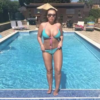 Beautician Lauren Rose Goodger flaunts her fit figure in swimwear.