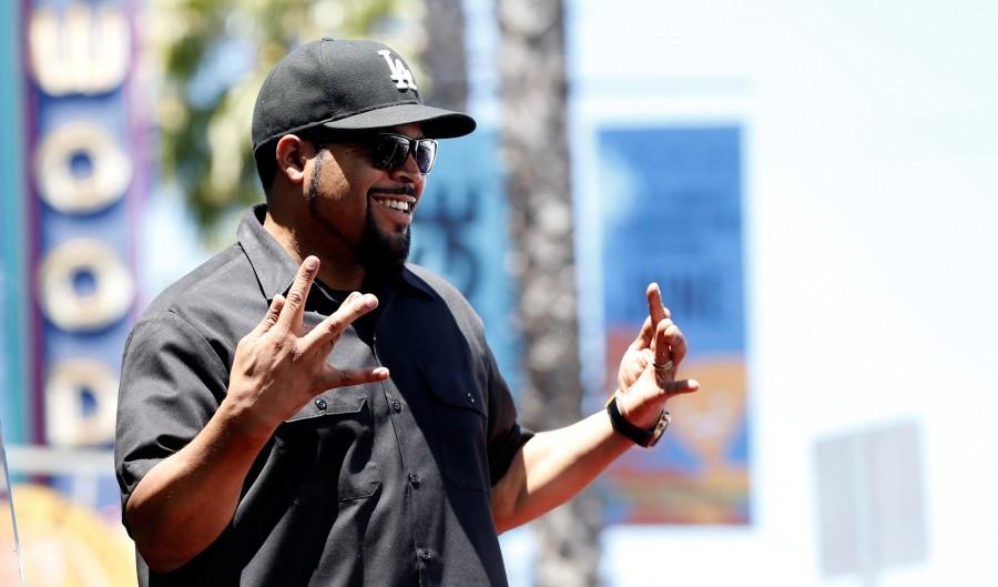 Rapper Ice Cube gestures before unveiling his star on the Hollywood Walk of Fame. Ice Cube,Ice Cube gets Star on Hollywood Walk of Fame,Hollywood Walk of Fame,Star on Hollywood Walk of Fame,Ice Cube Gets Star on Walk of Fame,actor Ice Cube,Hollywood Walk of Fame pics