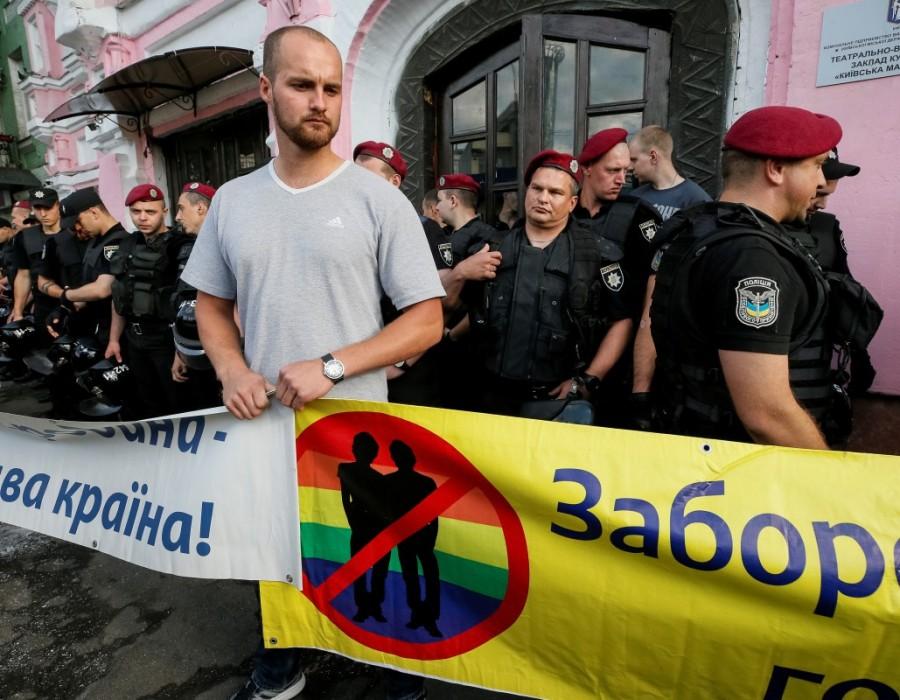 Rainbow flag burned at Ukraine Pride event