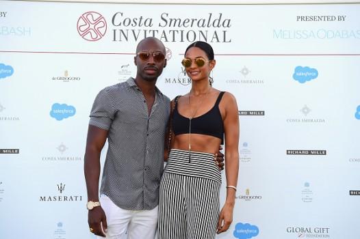 Alesha Dixon and Azuka Ononye attend the Welcome Dinner prior to The Costa Smeralda Invitational golf tournamen at Pevero Golf Club.