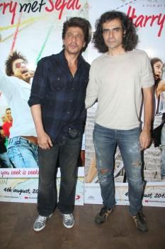 Bollywood actor Shah Rukh Khan and filmmaker Imtiaz Ali spotted during Jab Harry Met Sejal mini trailer launch.