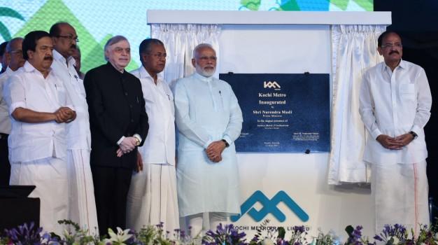 With Metro Man E. Sreedharan by his side, Modi also took a Metro ride after he cut the inaugural ribbon at the rail network's Palarivatom station. The Prime Minister addressed a gathering of thousands of his supporters, greeting them in Malayalam and referred to Kochi as the 