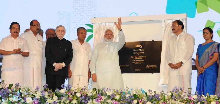 The 13-km long railway line has 22 stations from Palarivatom and Aluva. The metro will start commercial operations from Monday. The completion of the remaining section of the 25-km line is expected to take another two years. Chief Minister Pinarayi Vijayan said the state and central governments have been working together for the overall development of Kerala and have a good working relationship. "When the time came to decide on whom to inaugurate this dream project of Kerala, we had no doubt and we wrote to the Prime Minister's Office. "Now that the PM has come and dedicated it to the nation, all those who tried to stir a controversy over the inauguration might be feeling at a loss. None can ever forget the role played by Sreedharan who turned the dream of Kerala into a reality," said Vijayan. Narendra Modi,Prime Minister Narendra Modi,Kochi metro,Kochi Metro Rail,Modi flags off Kochi metro,Kochi metro launch,Kochi Metro inauguration,kochi metro launch function