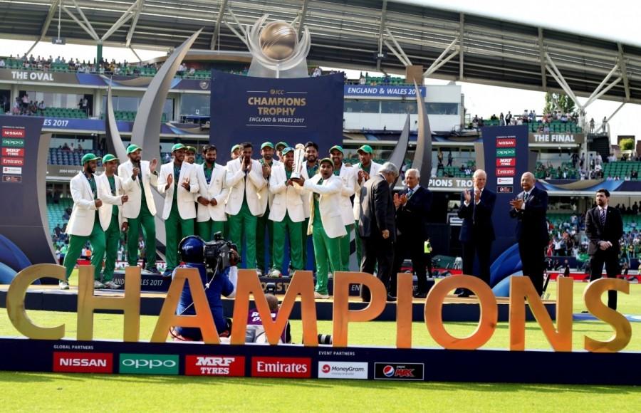 Middle-order batsman Mohammad Hafeez then joined Azam but this time the Pakistani duo failed to click as India skipper Virat Kohli's ploy to bring back spinner Jadhav clicked. After adding 20 runs for the fourth wicket with Hafeez, Azam was caught by Yuvraj Singh at the boundary in the 43th over. His 52-ball knock comprised of four boundaries. The last few overs saw Hafeez thrashing Indian bowlers all around the park. In the process, Pakistan crossed the 300 run mark with Hafeez slamming a huge six over deep square leg in the 46th over off pacer Kumar. Soon, Imad Wasim (25) also joined Hafeez and attacked Indian bowlers to post a healthy total. For India, pacers Bhuvneshwar Kumar, Hardik Pandya and spinner Kedar Jadhav took one wicket each. Champions Trophy 2017 final,Champions Trophy 2017,Pakistan beat India,Pakistan trash India,Pakistan vs India,India vs Pakistan,Pakistan wins