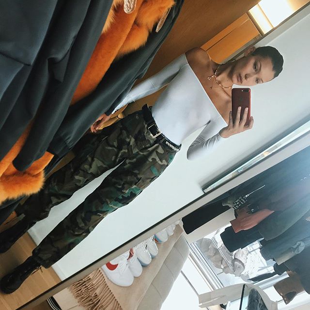 Bella Hadid's Instagram selfie. Bella Hadid,bella hadid,bella hadid instagram,bella hadid sexy photo,bella hadid flashes skin,bella hadid flaunts assets,Bella Hadid hot photos,bella hadid the weeknd,Bella Hadid boyfriend,bella hadid leaves little to the imagination,bella hadid plunging