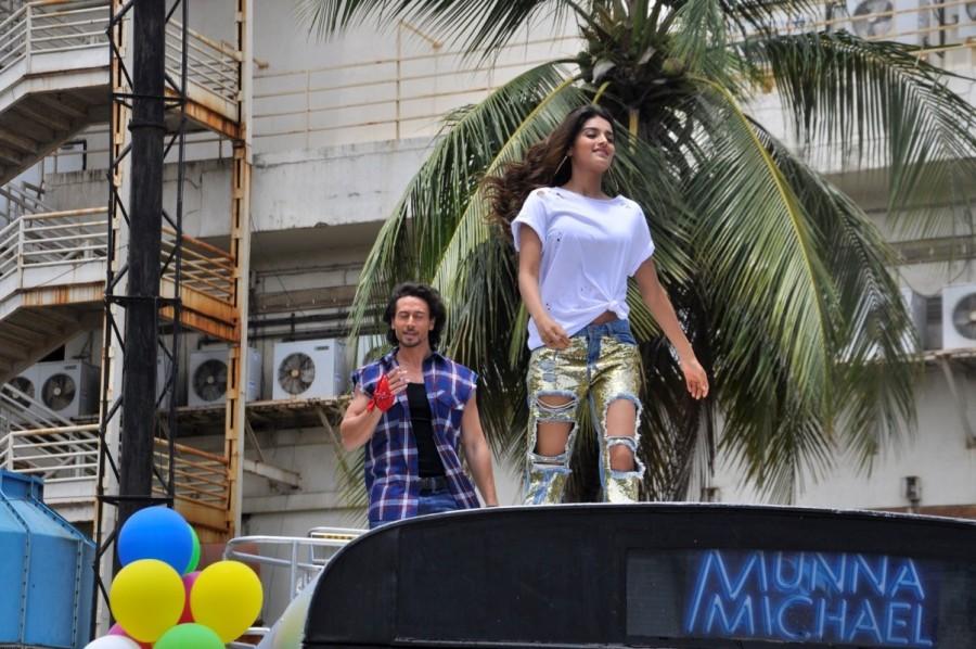 Actors Tiger Shroff and Nidhhi Agerwal during the song launch of their upcoming film "Munna Michael" in Mumbai, on June 18, 2017. Munna Michael,Munna Michael song,Tiger Shroff,Nidhhi Agerwal,Ding Dang song launch,Ding Dang,Ding Dang song,Ding Dang song from Munna Michael,Munna Michael songs,Munna Michael movie songs