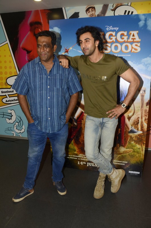 Bollywood Filmmaker Anurag Basu and actor Ranbir Kapoor during the media interaction of film Jagga Jasoos in Mumbai. Ranbir Kapoor and Anurag Basu,Ranbir Kapoor,Anurag Basu,Jagaa Jasoos,Jagaa Jasoos promotion,Jagaa Jasoos movie promotion,Media interaction of film Jagga Jasoos,Jagga Jasoos Media interaction