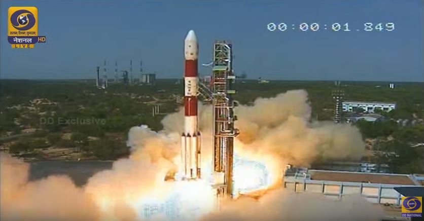 The PSLV rocket standing 44.4 metre tall and weighing 320 ton tore into the morning skies at 9.29 a.m. with a growl breaking free of the earth's gravitational pull. The 31 satellites weighed 955 kg. The rocket's main cargo is India's 712 kg Cartosat-2 series satellite for earth observation. ISRO rocket,Polar Satellite Launch,PSLV,Polar Satellite Launch Vehicle (PSLV),satellite Cartosat